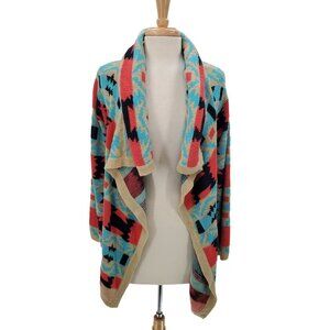 Styleholic Womens Aztec Southwestern Open Front Cardigan Sweater  L Yellowstone
